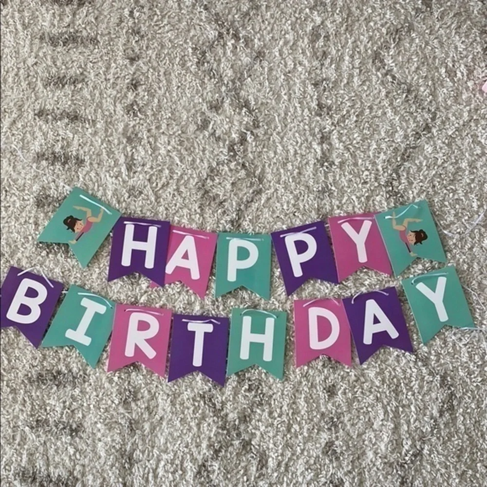 Colorful gymnastics/tumbling theme Birthday Banner